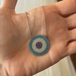 Elegant Silver and Blue Pendant Necklace